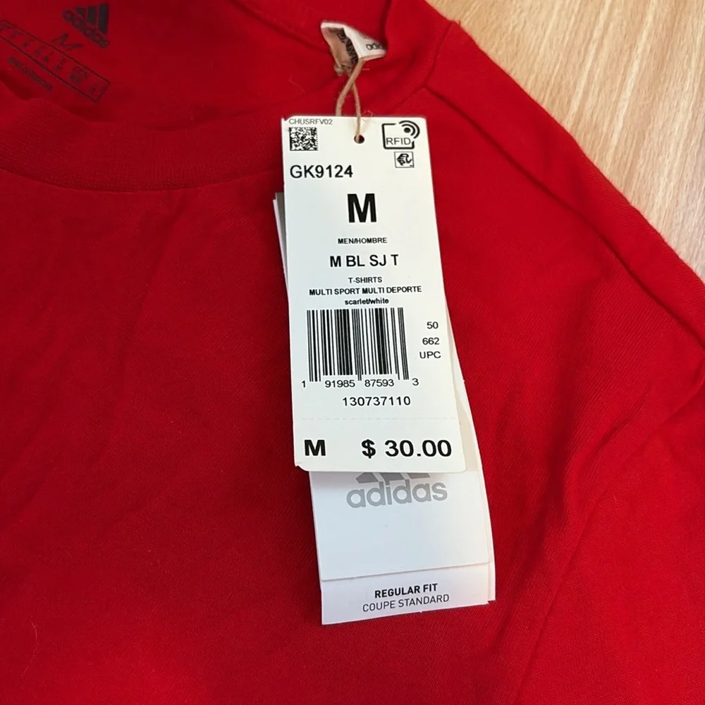 Adidas tee shirt regular fit red white NWT